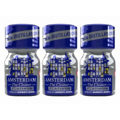 3 bottles of 10ml Amsterdam Platinum Leather Cleaner Poppers