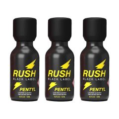 3 bottles of Rush Black Label Pentyl Poppers - 15ml 