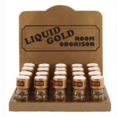 A tray of 20 bottles of Liquid Gold Aroma - 10ml 